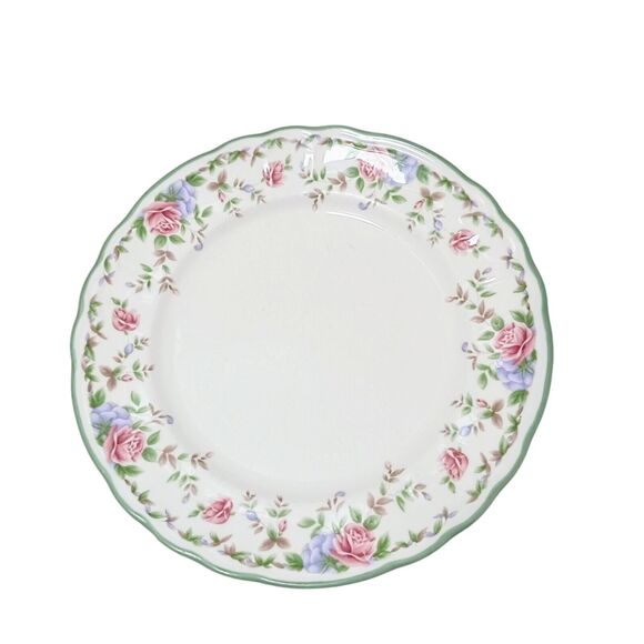 Epoch MORNING ROSE Dinner Plate Floral Roses Green trim Replacement Grannycore - Picture 5 of 16